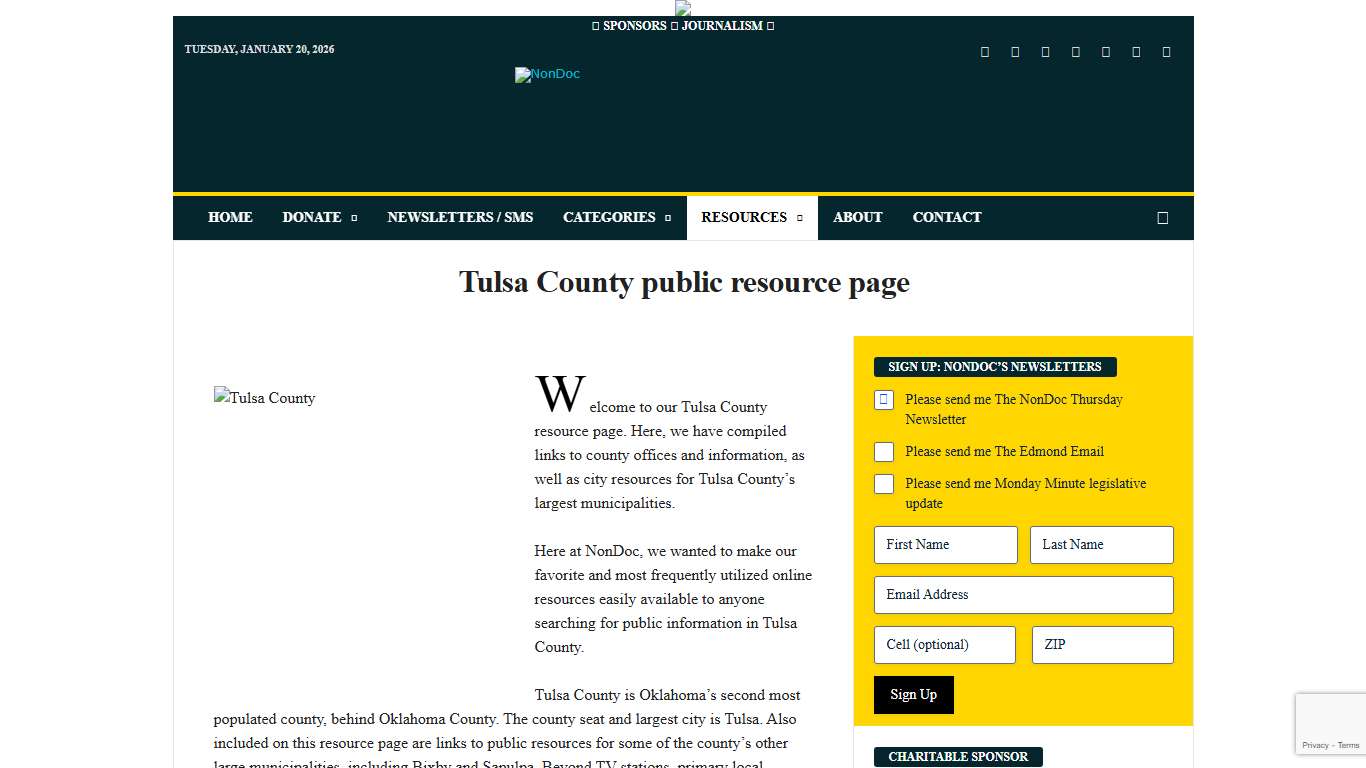 Tulsa County public resource page - NonDoc