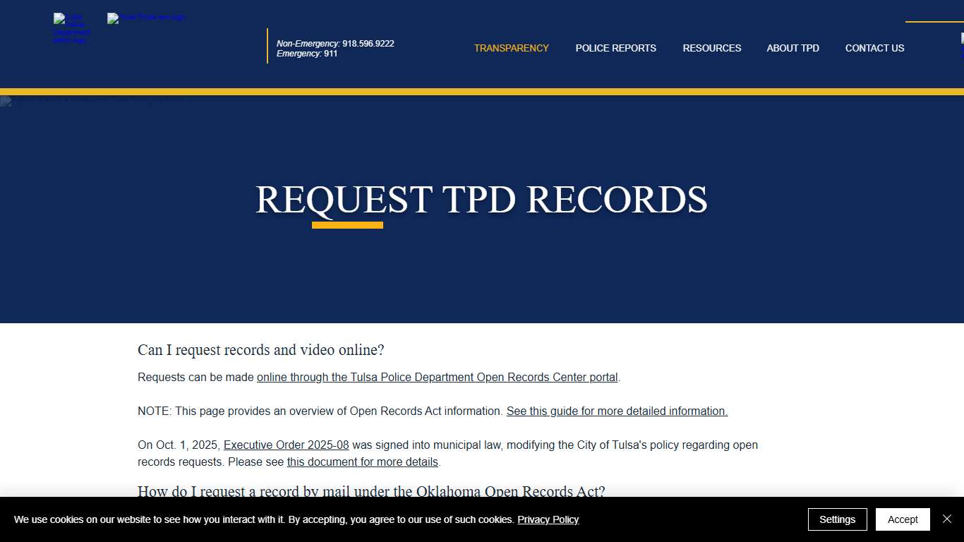 Get Open Records/Video | Tulsa Police Department